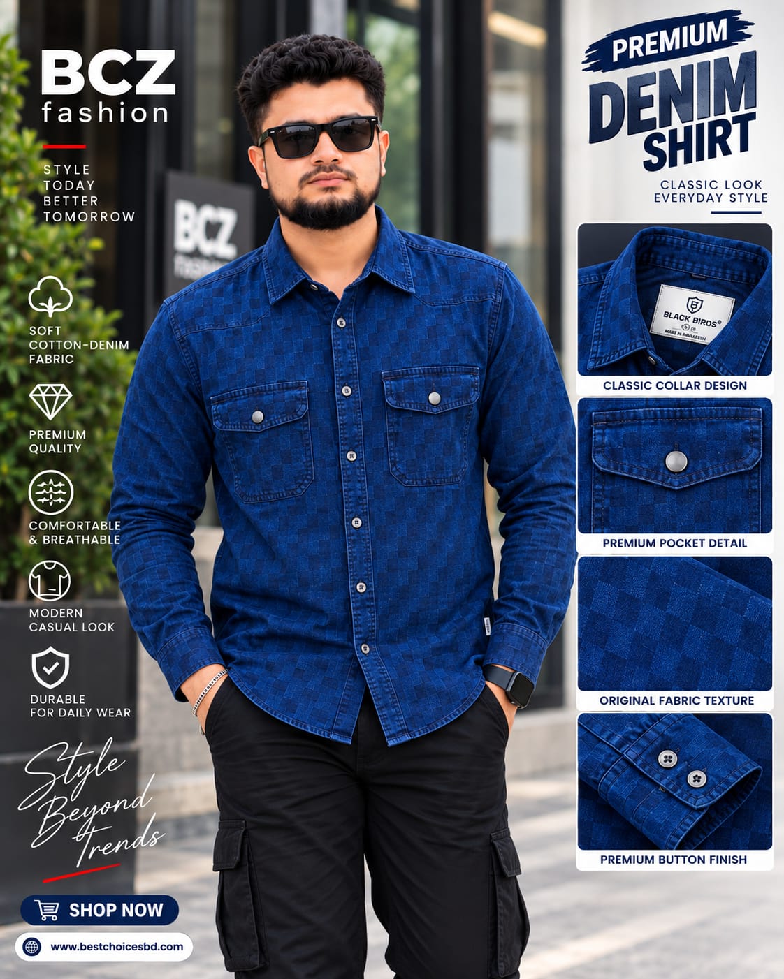 Denim Shirt for Men – Blue Print