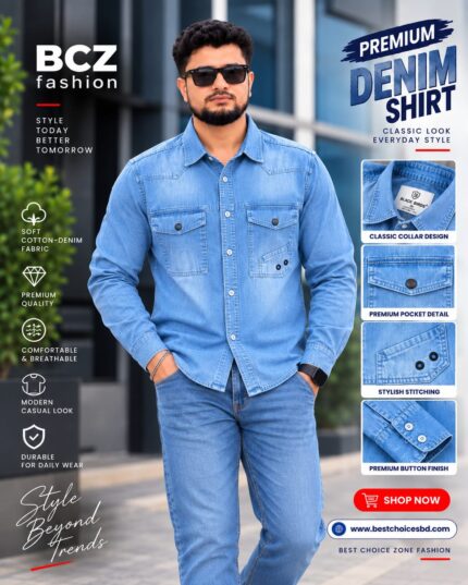 Denim Shirt for Men – Sky Light Simple