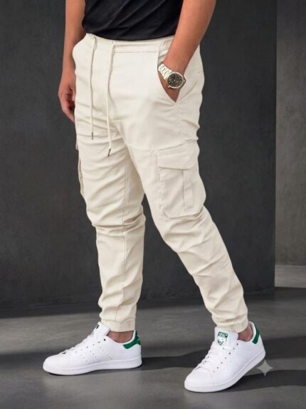 twill joggers - off white