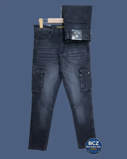 Ash Cotton Jeans Cargo Pant for Men – Stylish Denim Cargo Pants