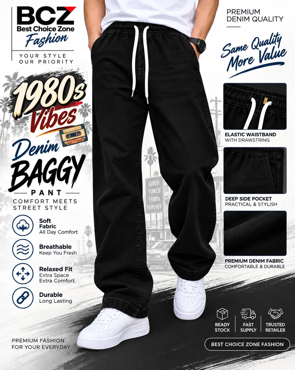Baggy Jeans for Men – Black
