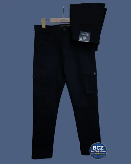 Black Cotton Jeans Cargo Pant for Men – Premium Denim Cargo Pants