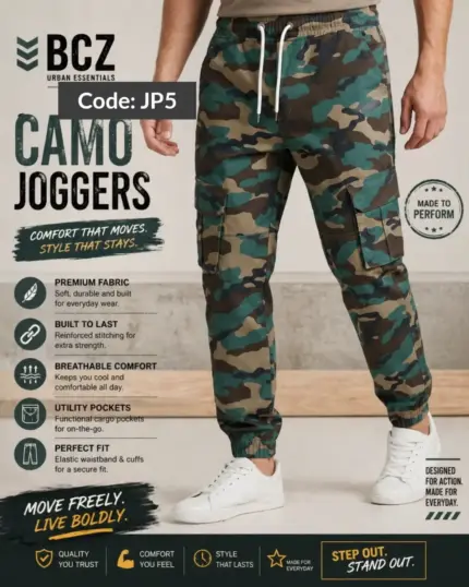 Blue Camo Cargo Joggers for Men