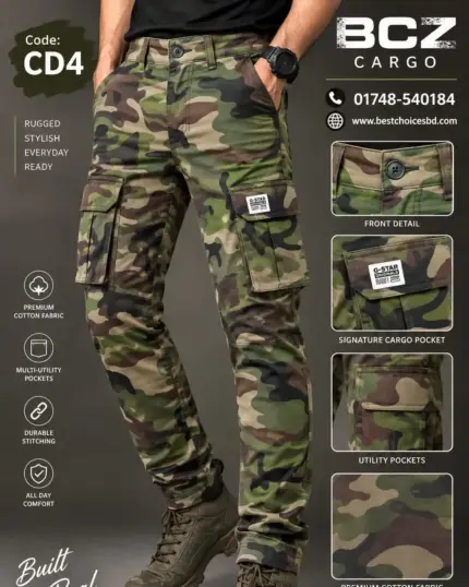 Camo Cargo Pant for Men – Army Green Camo (CD4)