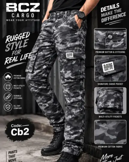 Camo Cargo Pant for Men – Black Camo (CB2)