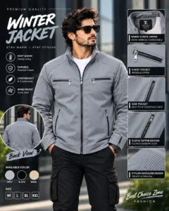 China Sherpa Winter Jacket for Men – Ash