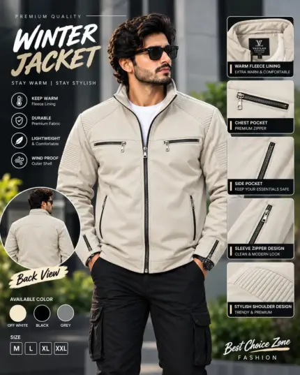 China Sherpa Winter Jacket for Men – Beige