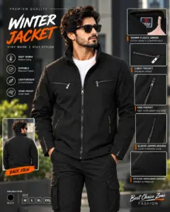 China Sherpa Winter Jacket for Men – Black