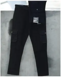 Cotton Jeans Cargo Pant, Black Cargo Pant, Black Cargo Pants, Black Jeans, Denim Cargo Pants, Cargo Pants for Men, Men's Fashion, Casual Pants, Streetwea