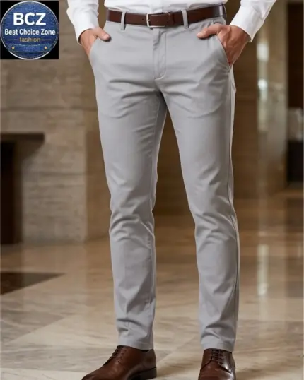 Light Grey Twill Gabardine Pant for Men – Smart Casual Trouser